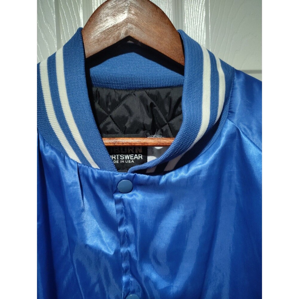Vintage 80s Auburn Sportswear Varsity Bomber Nylon Satin Jacket Mens 3XL Blue - Picture 3 of 14